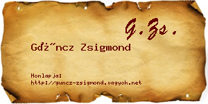 Güncz Zsigmond névjegykártya